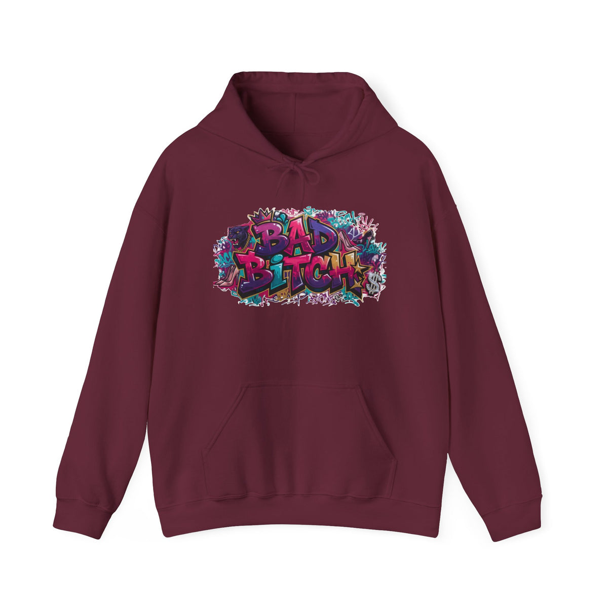 Hoodie — Colorful ‘Bad Bitch’ Graffiti Pullover