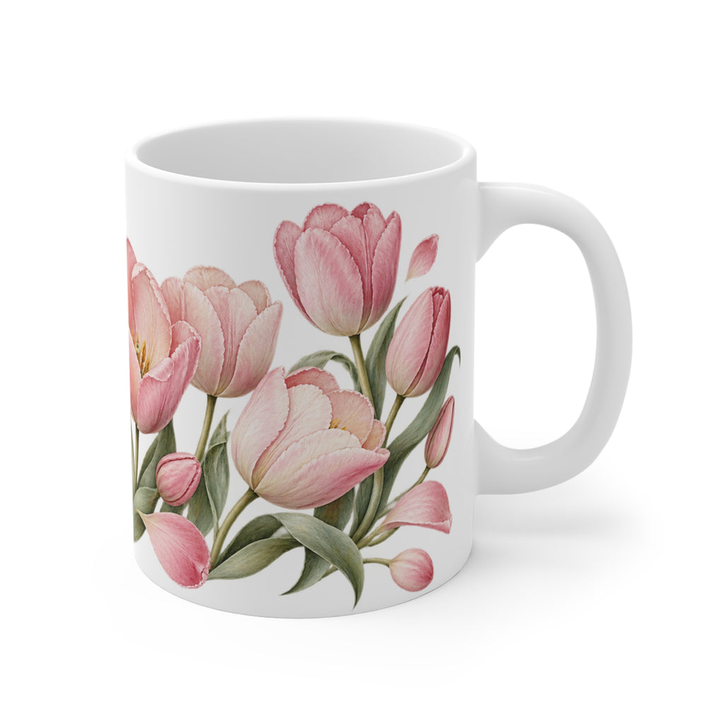 Pastel Pink Tulip Mug | Spring Floral Design