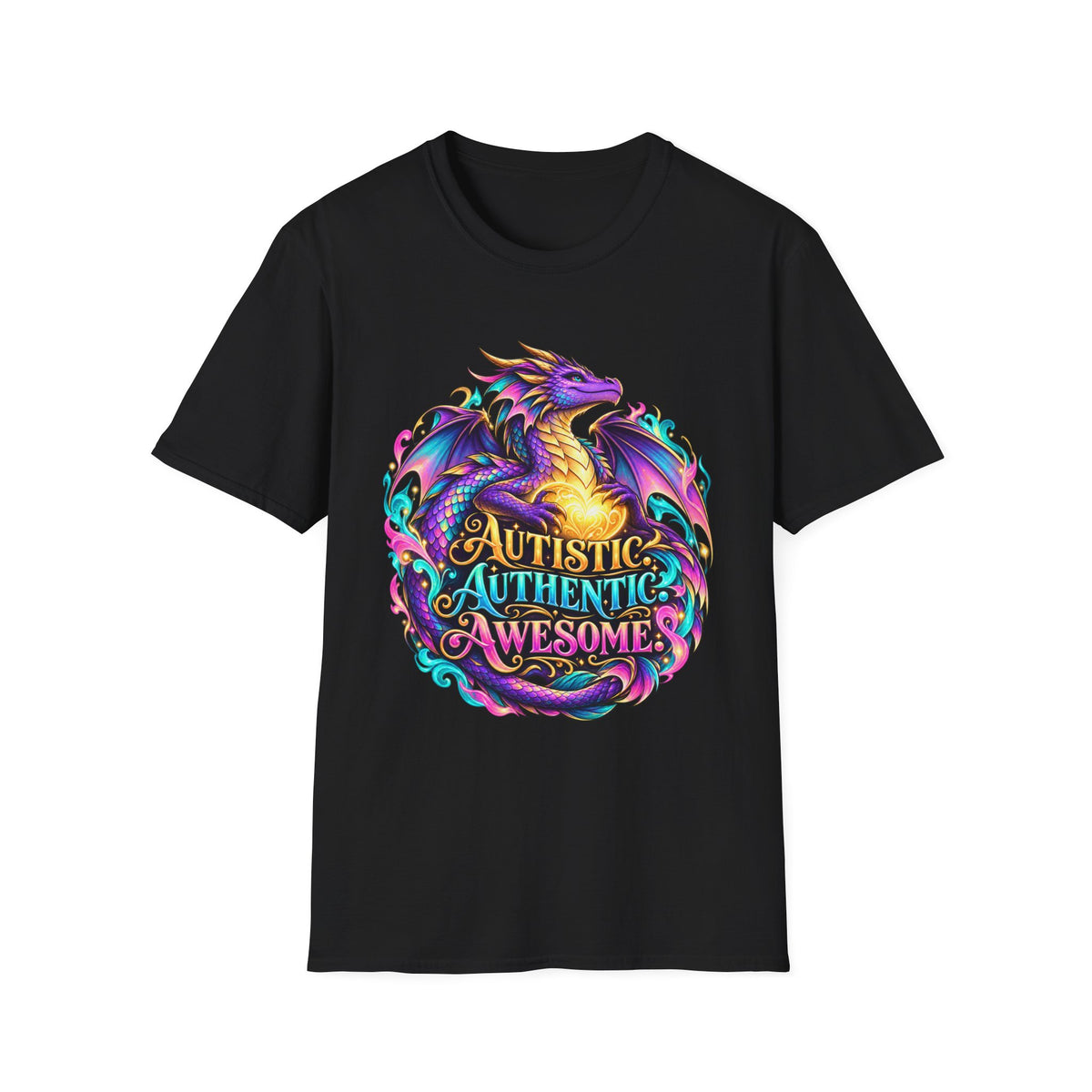 Autistic Authentic Awesome Dragon T-Shirt