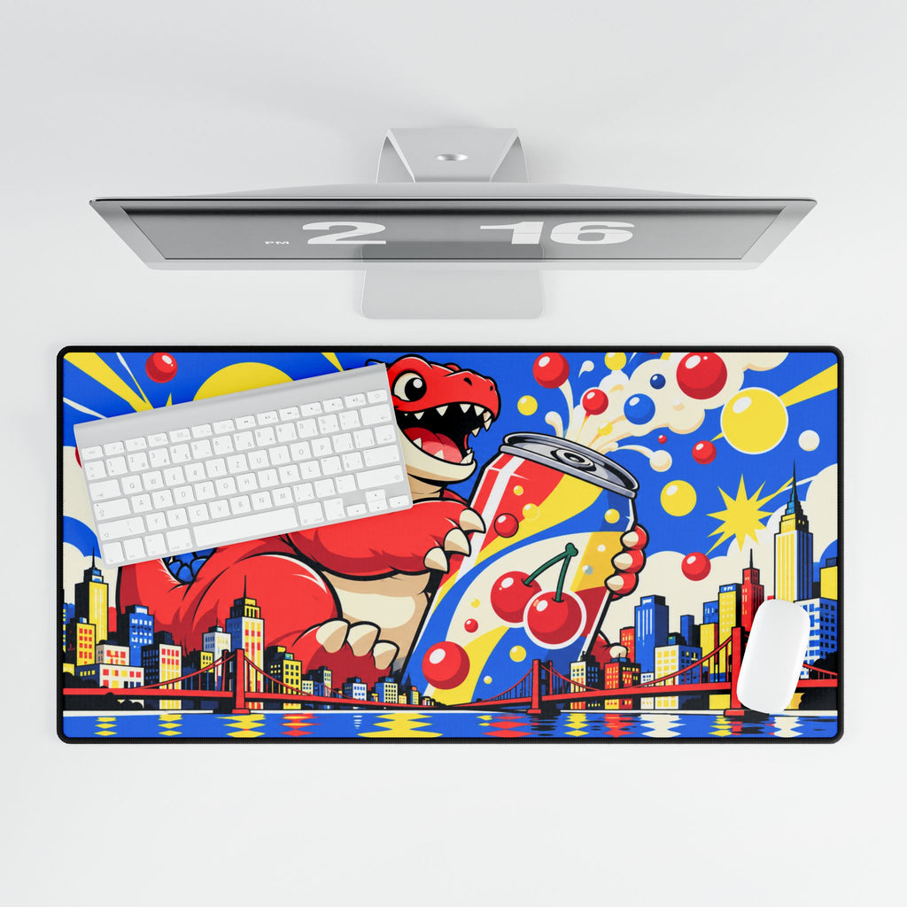 Mouse Pad | Kaiju Dinosaur | Funny Cherry Soda Monster Design | Desk Mat
