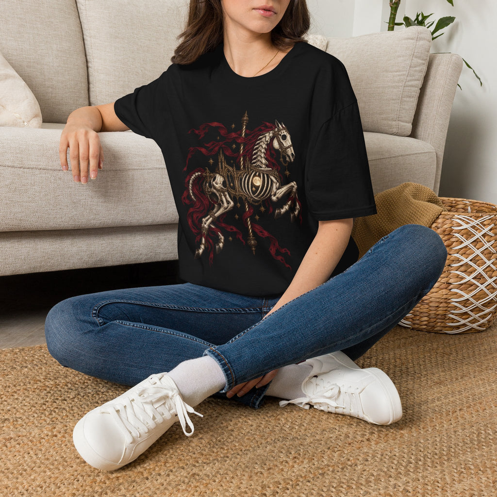 Skeleton Carousel Horse T-Shirt Design | Gothic Dark Fantasy