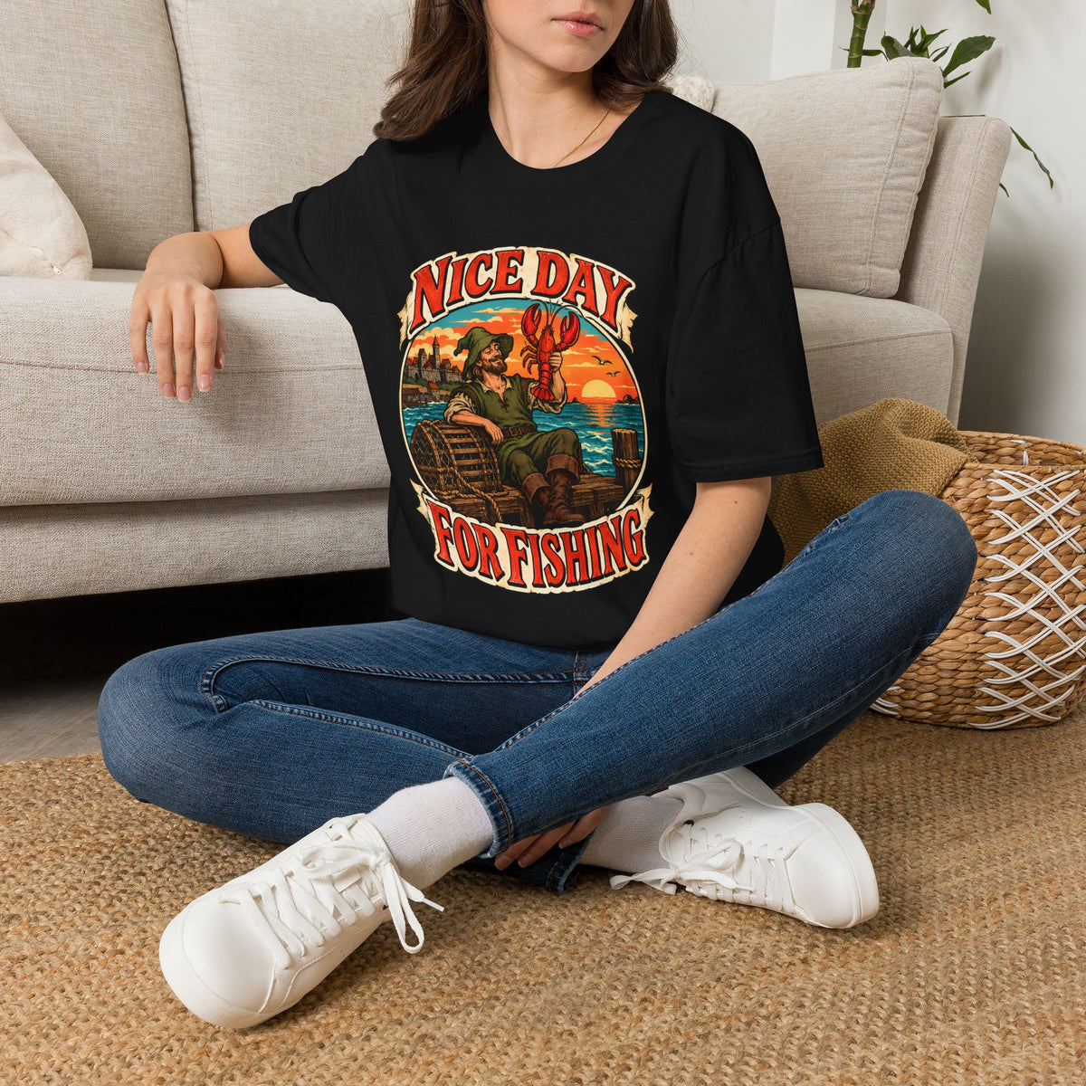 "Nice Day for Fishing Lobbies" - Runescape / OSRS Inspired Fishing T-Shirt