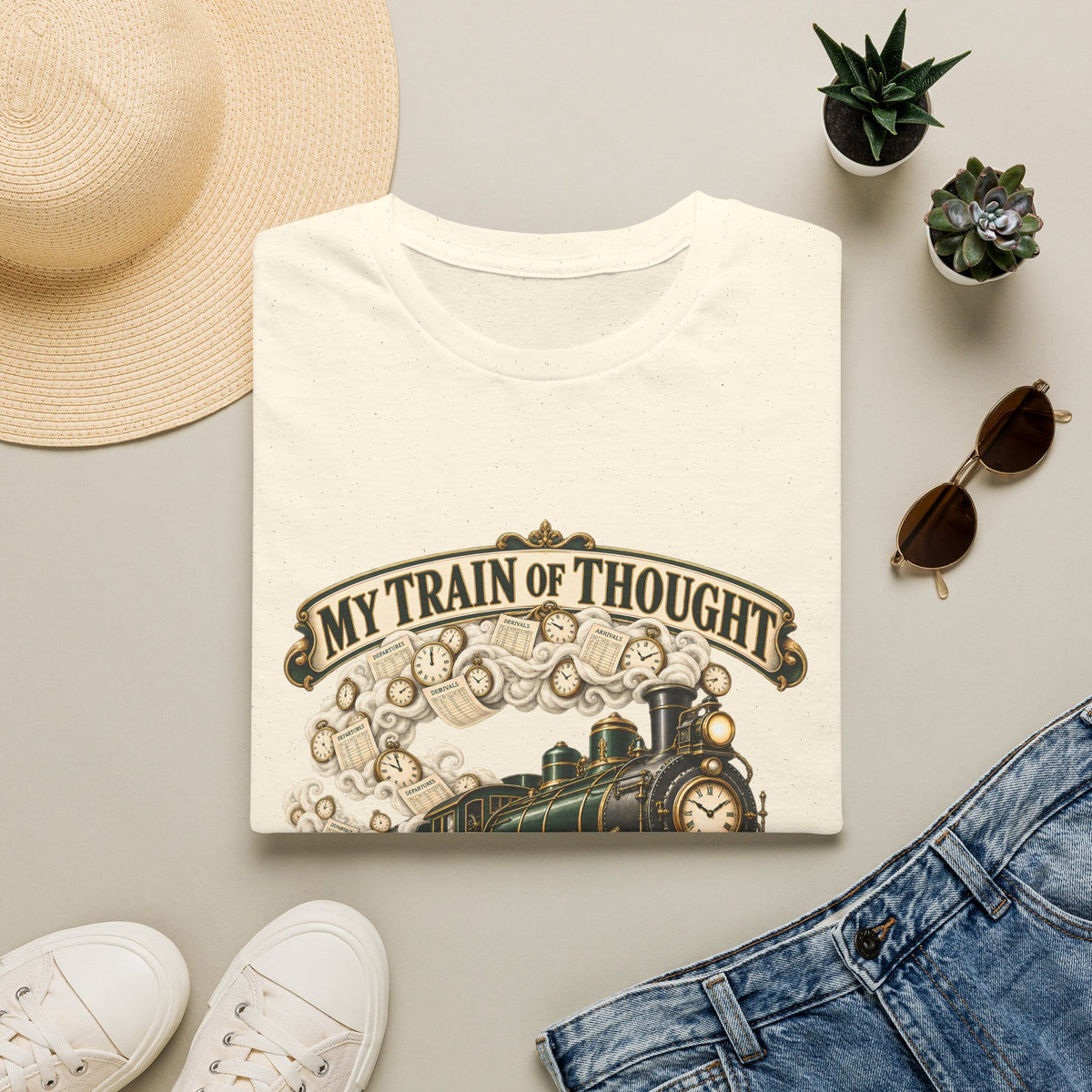 Train of Thought Vintage Steam Engine T-Shirt | My Train of Thought Has a Full Working Timetable