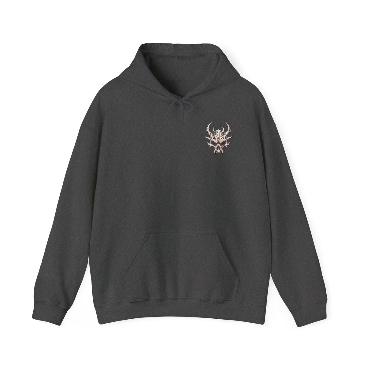 Skull Flame Chest Hoodie — Gothic Streetwear Pullover