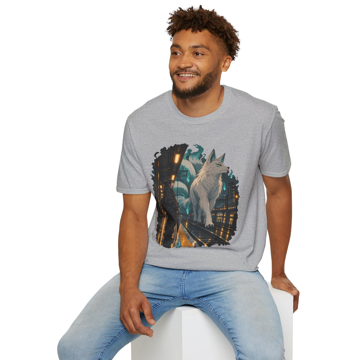 Wolf in the Rain | Last Train Home T-Shirt | Urban Nightscape Graphic Tee