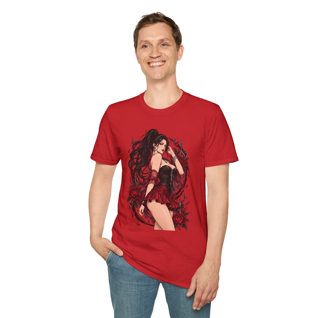 The Seducer | Sexy Black Haired Pony Tail Pin Up Girl Graphic Shirt