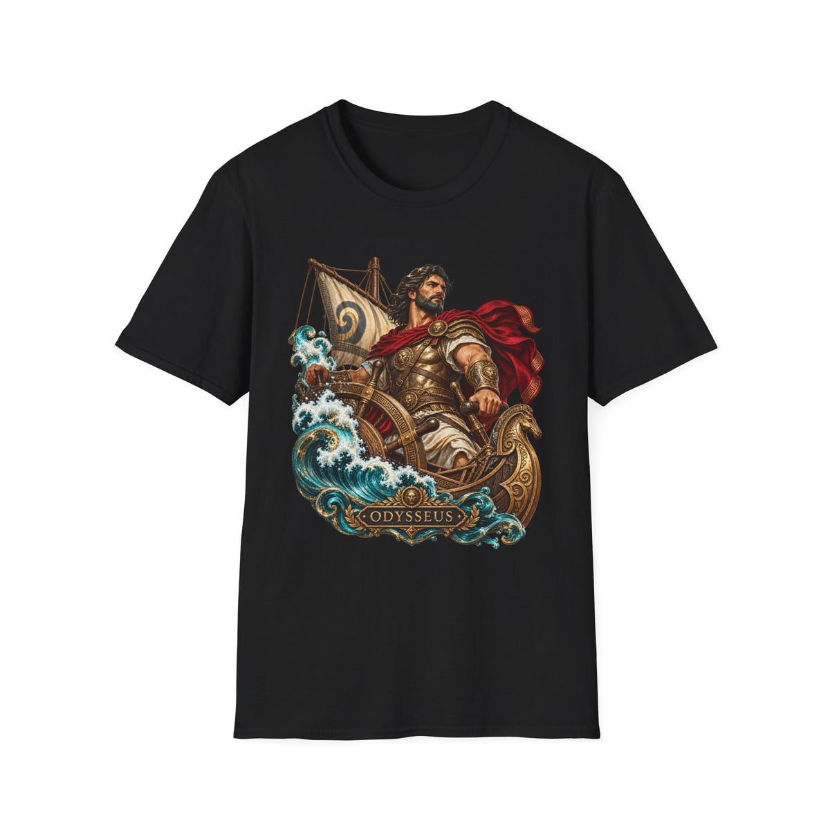 Odysseus Greek Mythology T-Shirt, Homer Odyssey Hero and Ship