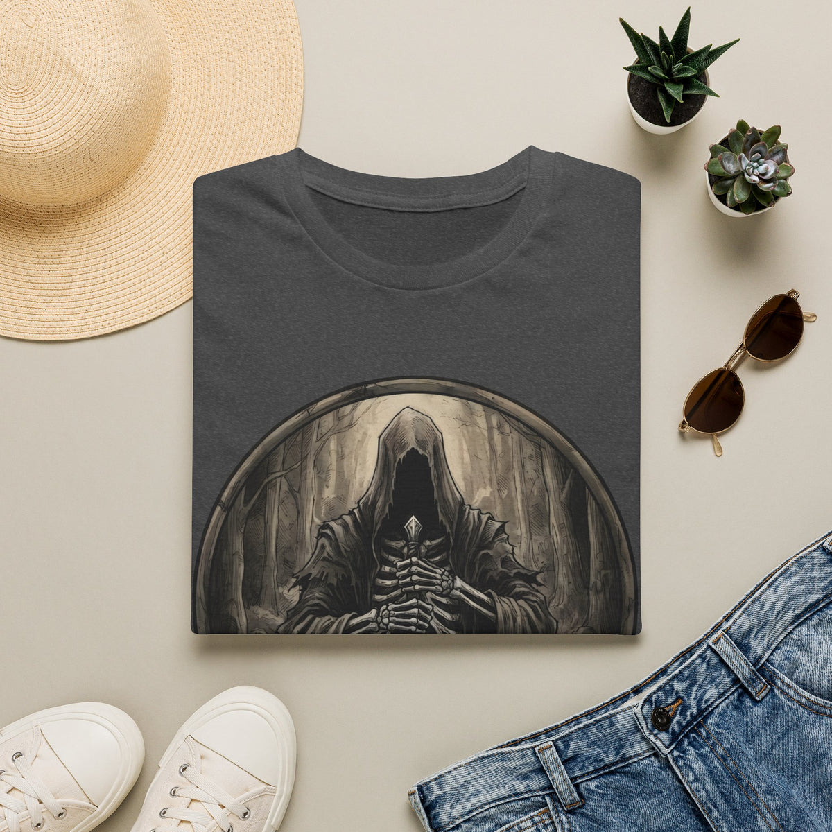 Grim Reaper Hooded Knight T-Shirt — Dark Fantasy Gothic Tee