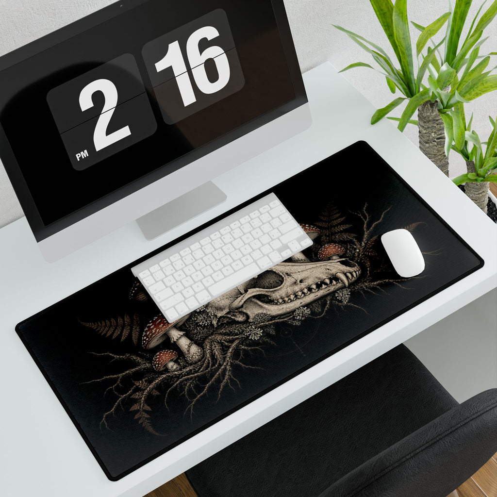 Mouse Mat | Fox Skull & Poisonous Mushrooms | Gothic Forest Art Desk Pad