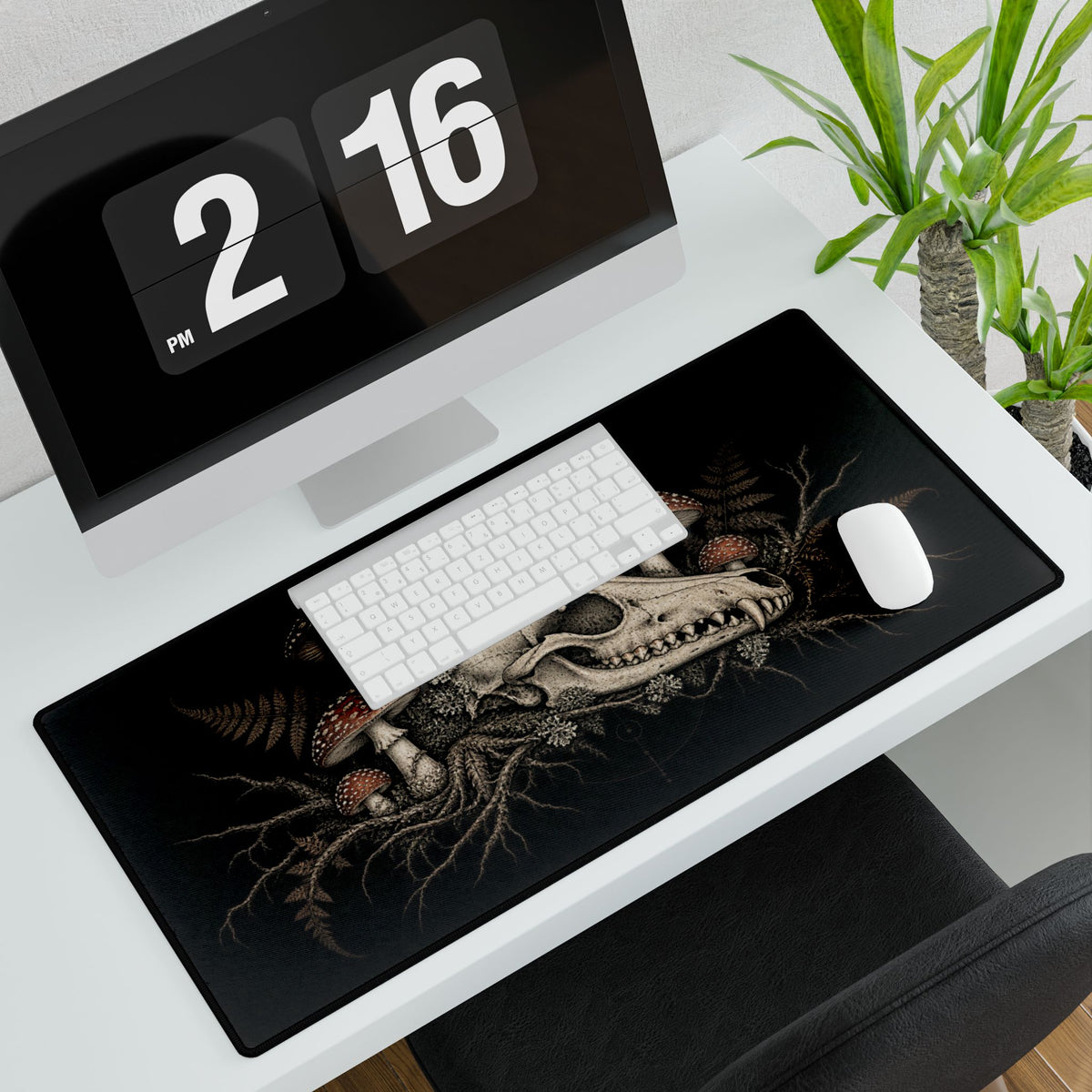 Mouse Mat | Fox Skull & Poisonous Mushrooms | Gothic Forest Art Desk Pad