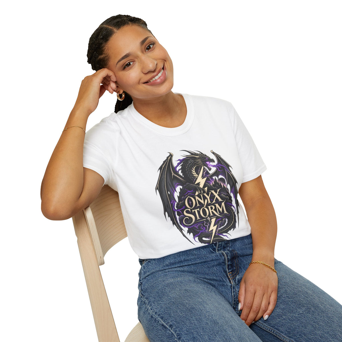 Onyx Storm Dragon T-Shirt | Book Inspired Gothic Lightning Fantasy Tee