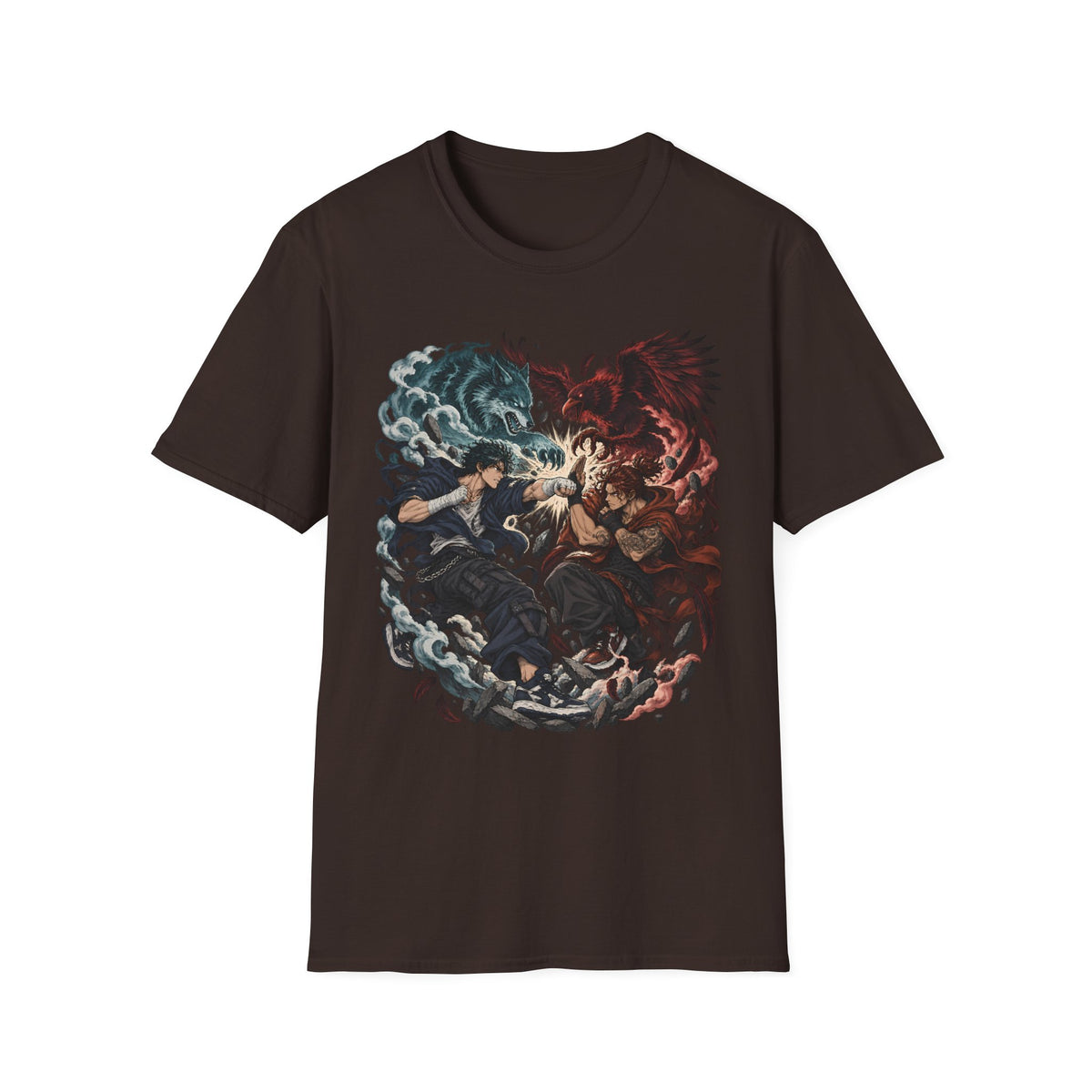 Yin Yang | Wolf Demon vs Phoenix | Japanese Anime Ninja T Shirt