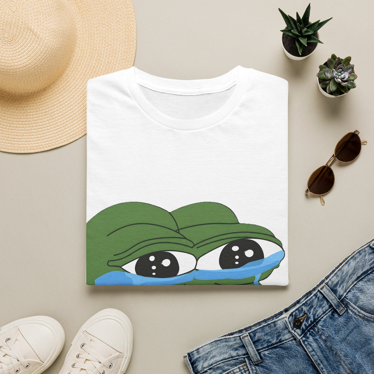 Pepe Crying Face T-Shirt — Meme Graphic Tee