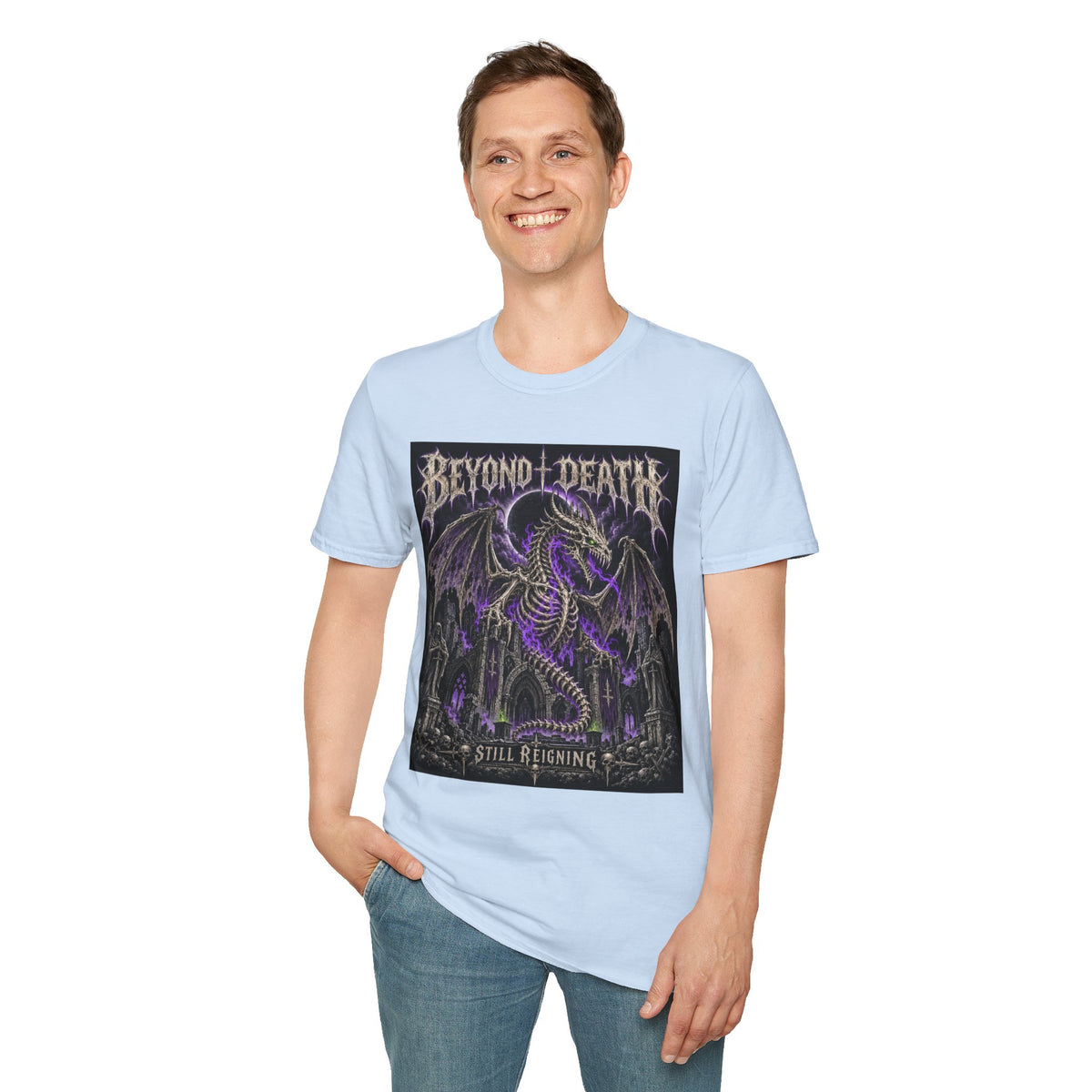 Beyond Death Dragon T‑Shirt — Gothic Purple Dragon Graphic Tee