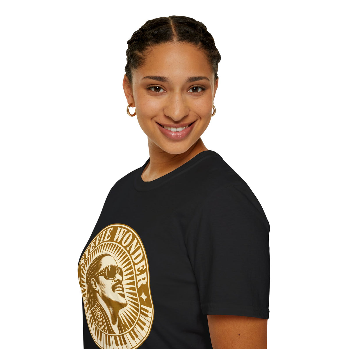 Stevie Wonder Graphic T-Shirt - Vintage Gold Portrait Tee