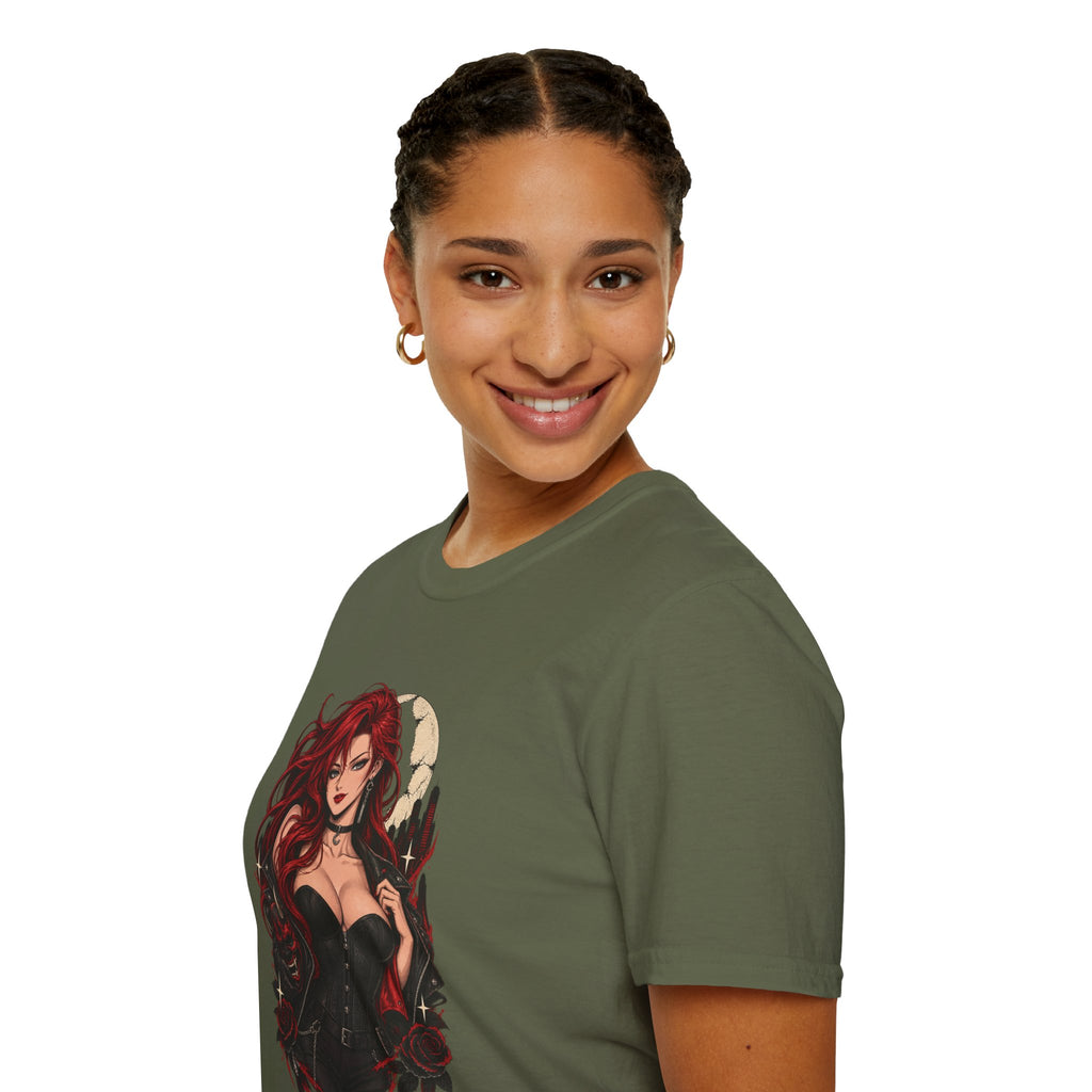 Crimson Dusk | Sexy Gothic Hannya Mask Pin up Woman T-Shirt