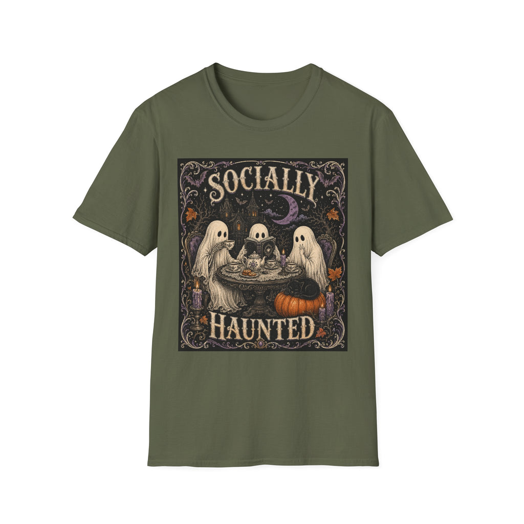 Socially Haunted T-Shirt — Cute Ghost Halloween Graphic Tee