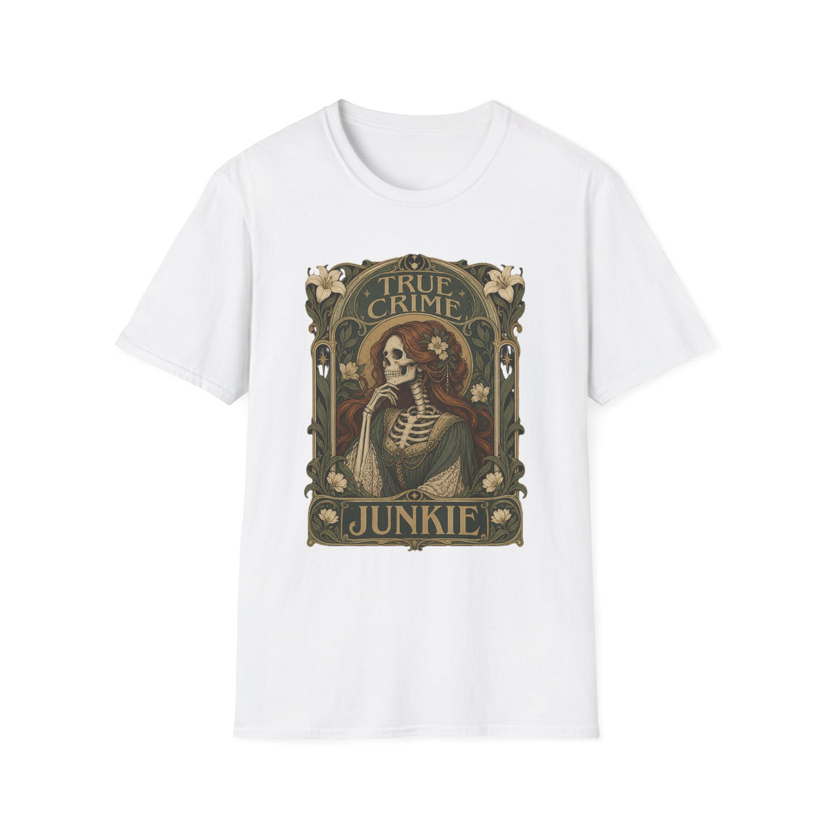 True Crime Junkie | Vintage Gothic Skull Tee