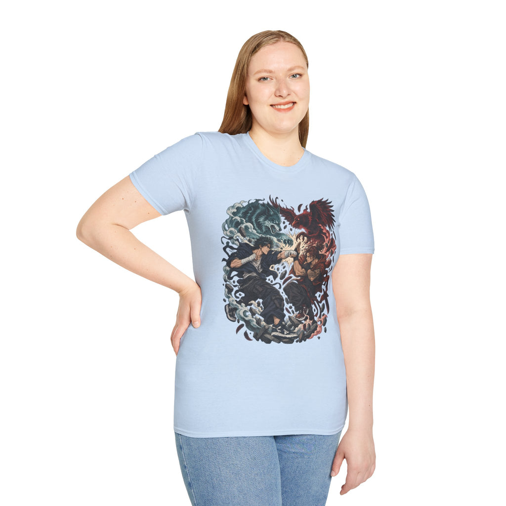 Yin Yang | Wolf Demon vs Phoenix | Japanese Anime Ninja T Shirt