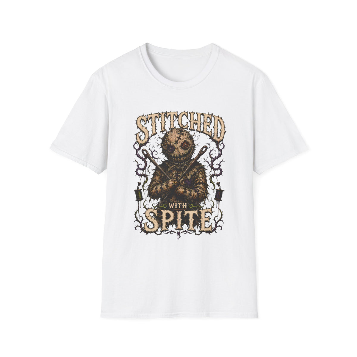 Stitched With Spite Knitting / Crochet T-Shirt - Gothic Voodoo Patchwork Tee