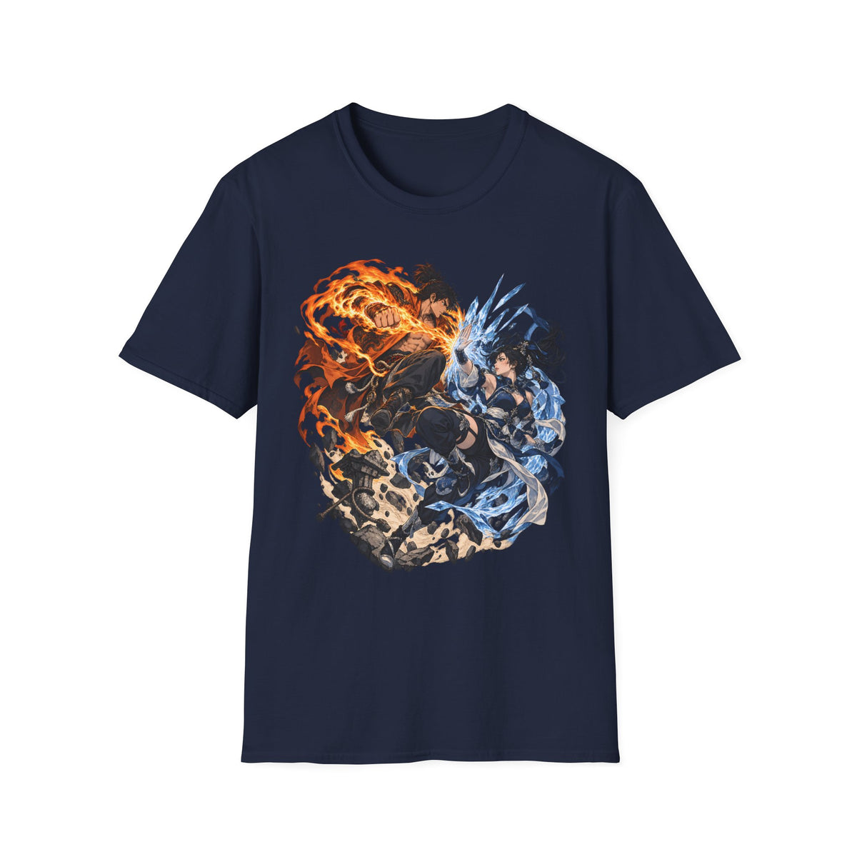 Elemental Battle | Fire vs Ice | Ninja Japanese Fantasy T-Shirt