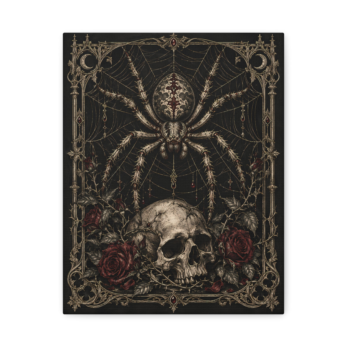Canvas | Gothic Skull & Spider | Occult Wall Art