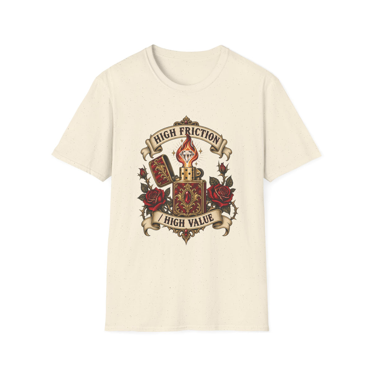 High Friction High Value | Vintage Tattoo Dice & Roses Graphic Tee