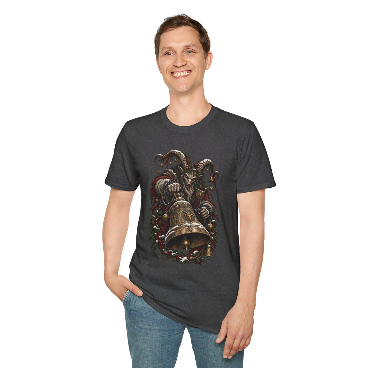 Krampus with Bell | Dark Christmas Demon T-Shirt