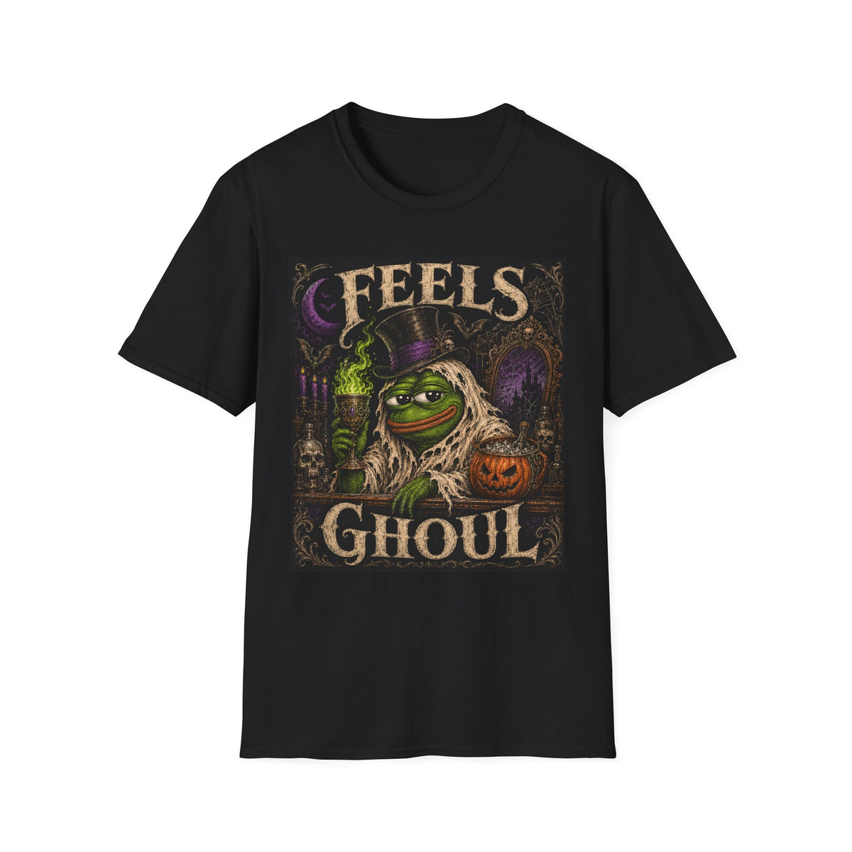 Feels Ghoul Halloween T‑Shirt — Spooky Witch Pepe Graphic