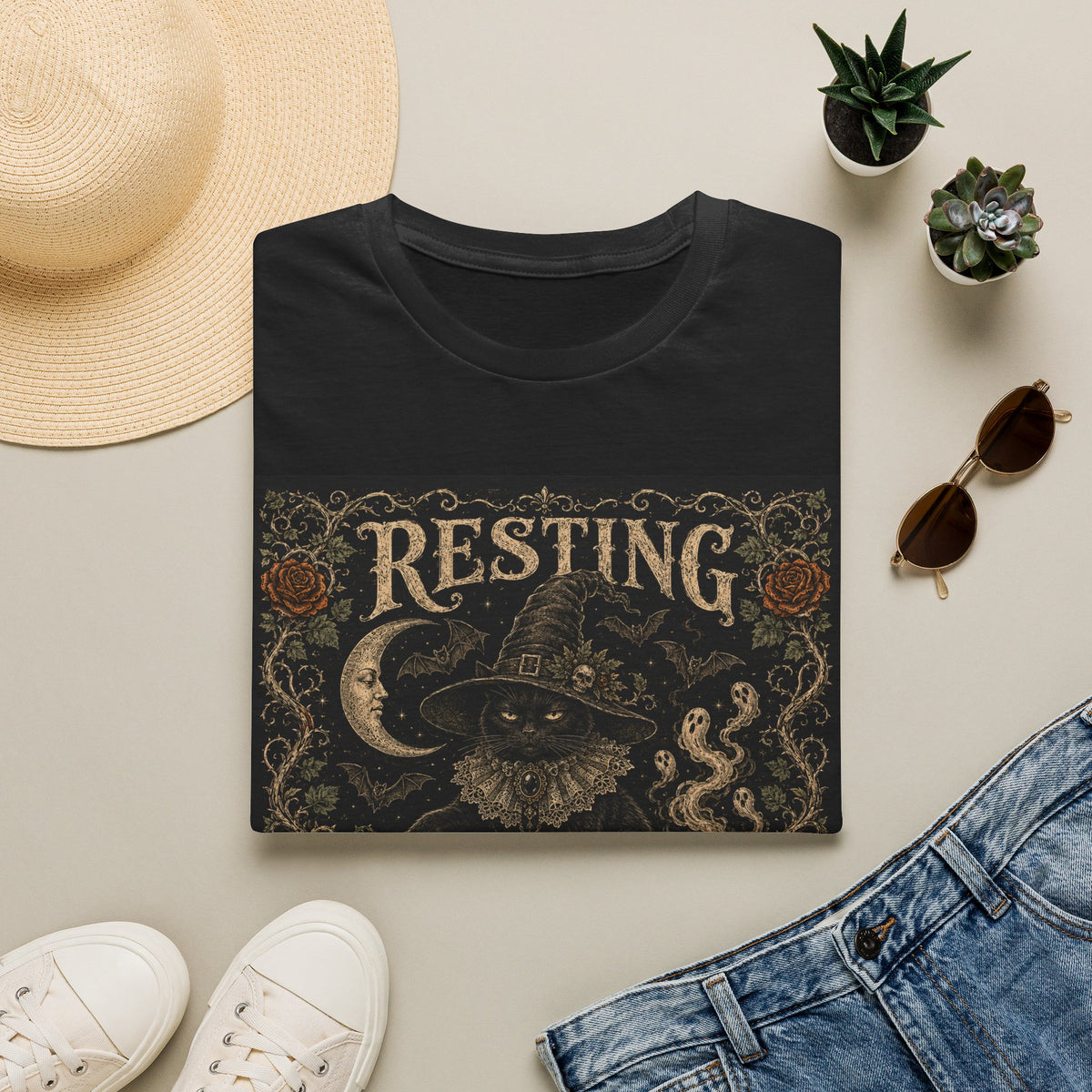 Resting Witch Face T-Shirt — Vintage Halloween Witch Graphic Tee
