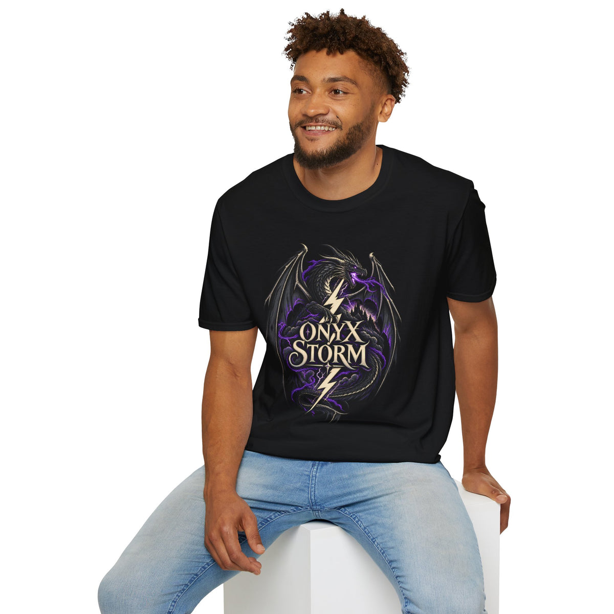 Onyx Storm Dragon T-Shirt | Book Inspired Gothic Lightning Fantasy Tee