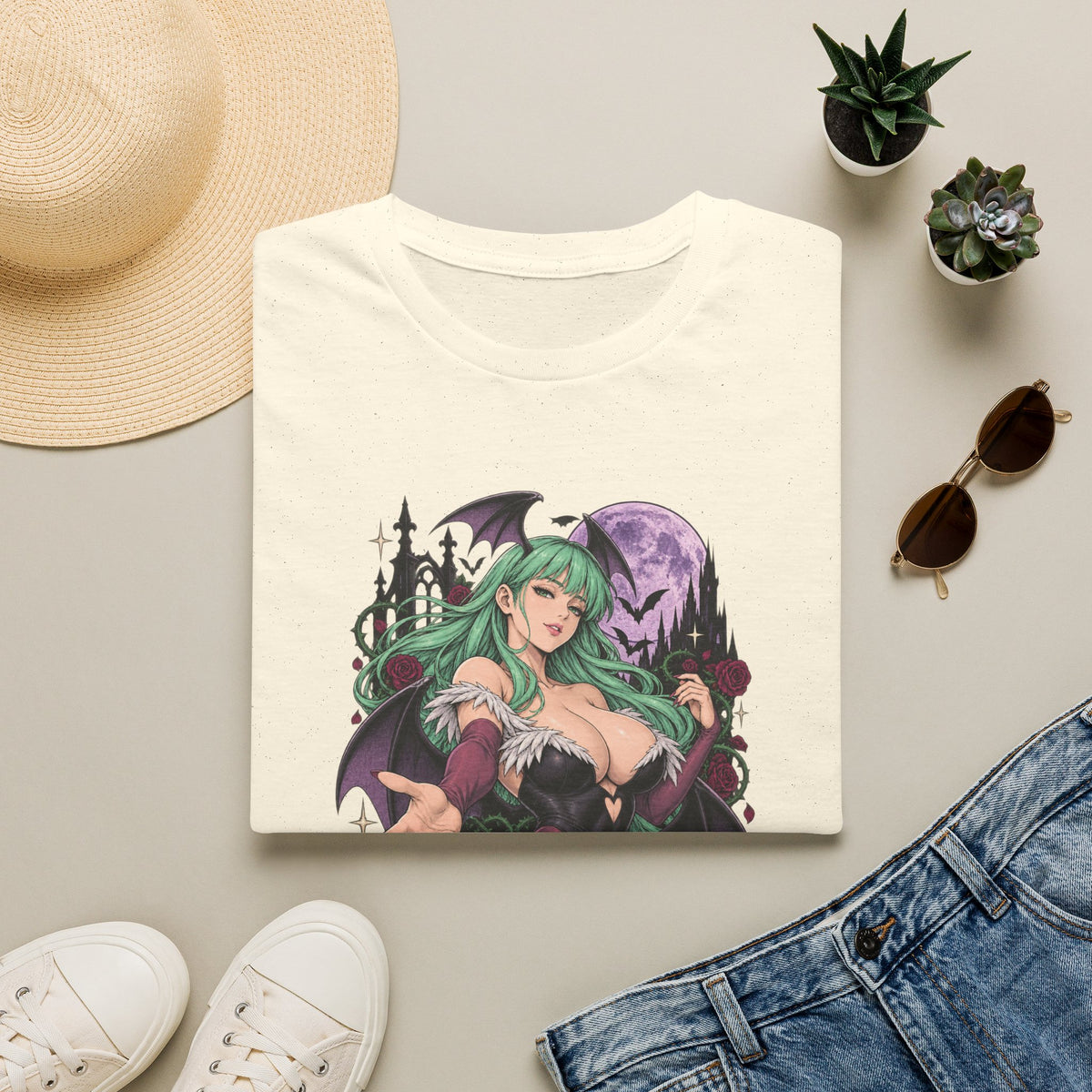 Morrigan | Sexy Succubus Pin Up Girl | Gothic Sorceress Halloween Gamer T-Shirt