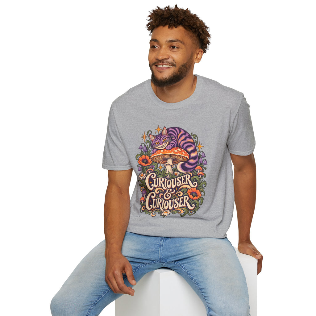 Cheshire Cat | Curiouser & Curiouser | Whimsical Mushroom Design Graphic Shirt