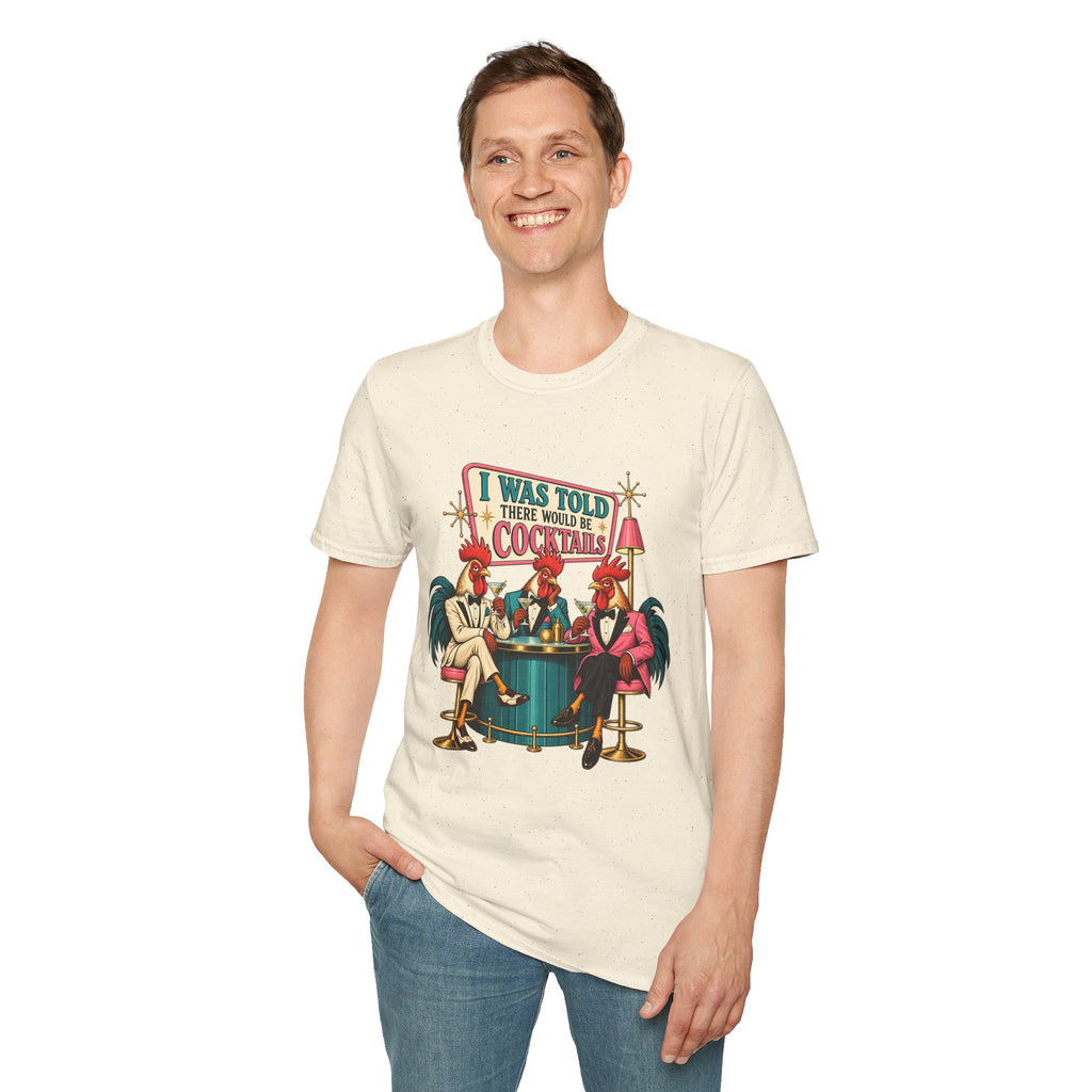I Was Told There Would Be Cocktails T-Shirt | Retro Flamingo Bar Cocktail Tee