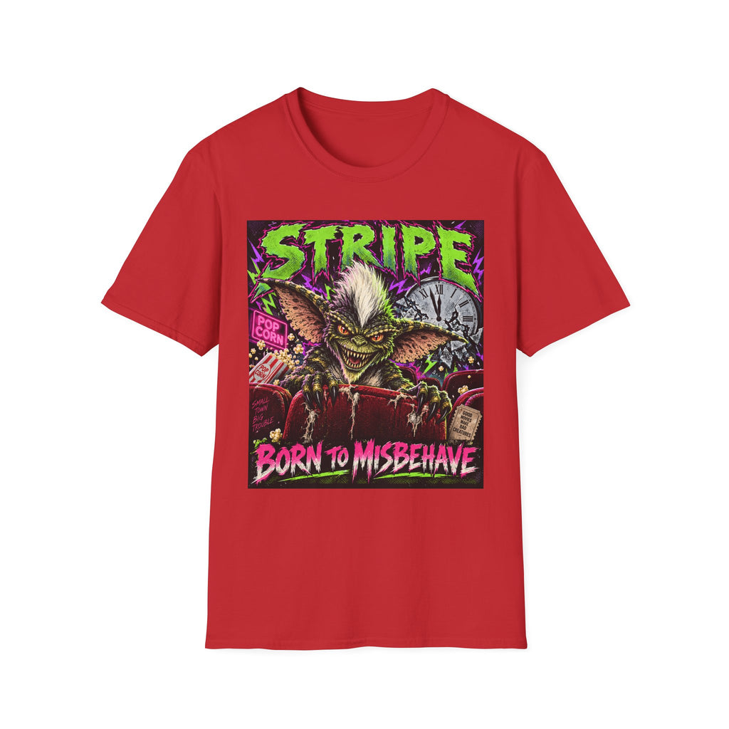 Stripe Gremlin T‑Shirt — 'Born to Misbehave' Retro Horror Graphic Tee