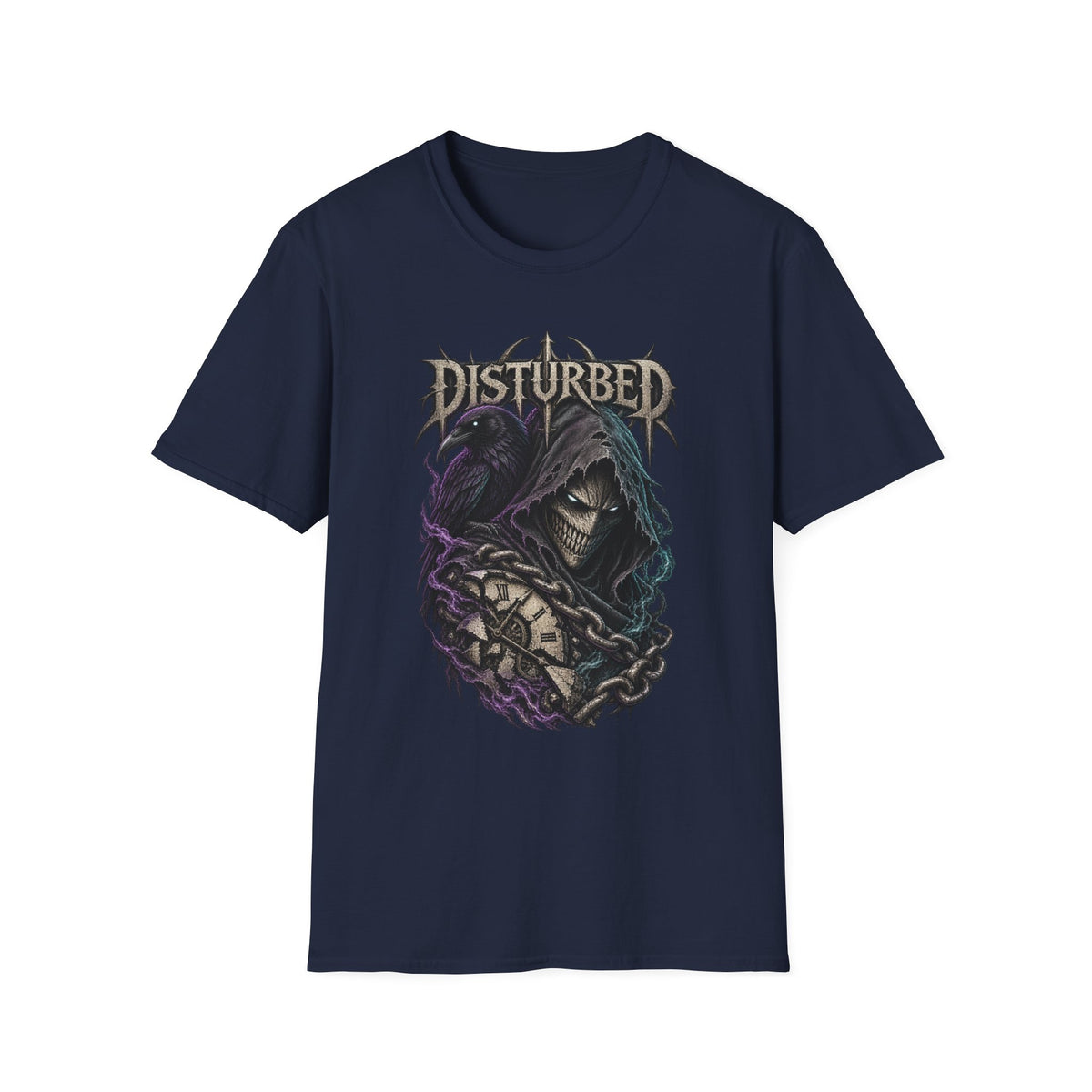 Disturbed | Grim Reaper and Chains Heavy Metal Band Graphic T-Shirt