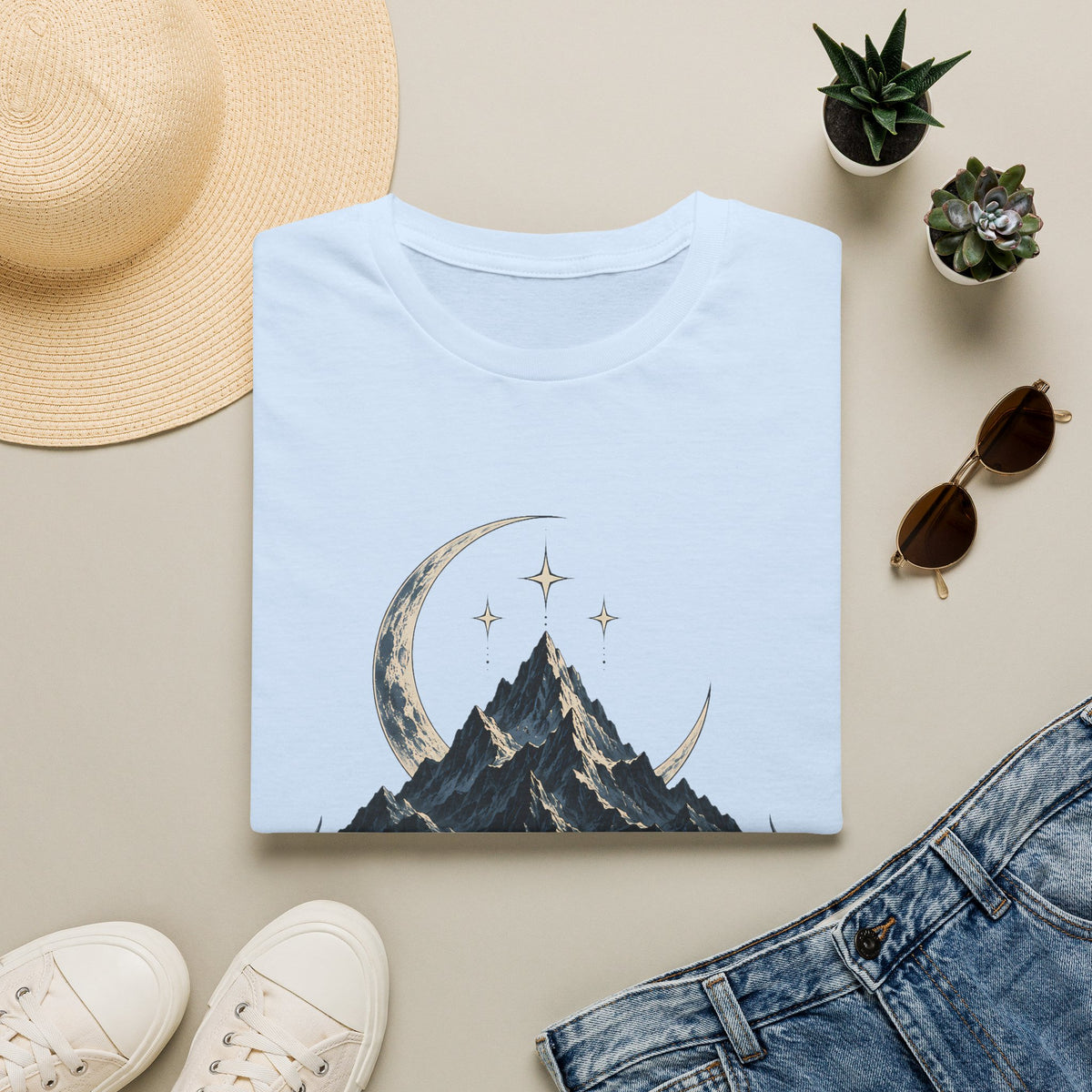 Night Court Mountain | ACOTAR Book Crescent Moon & Stars Graphic