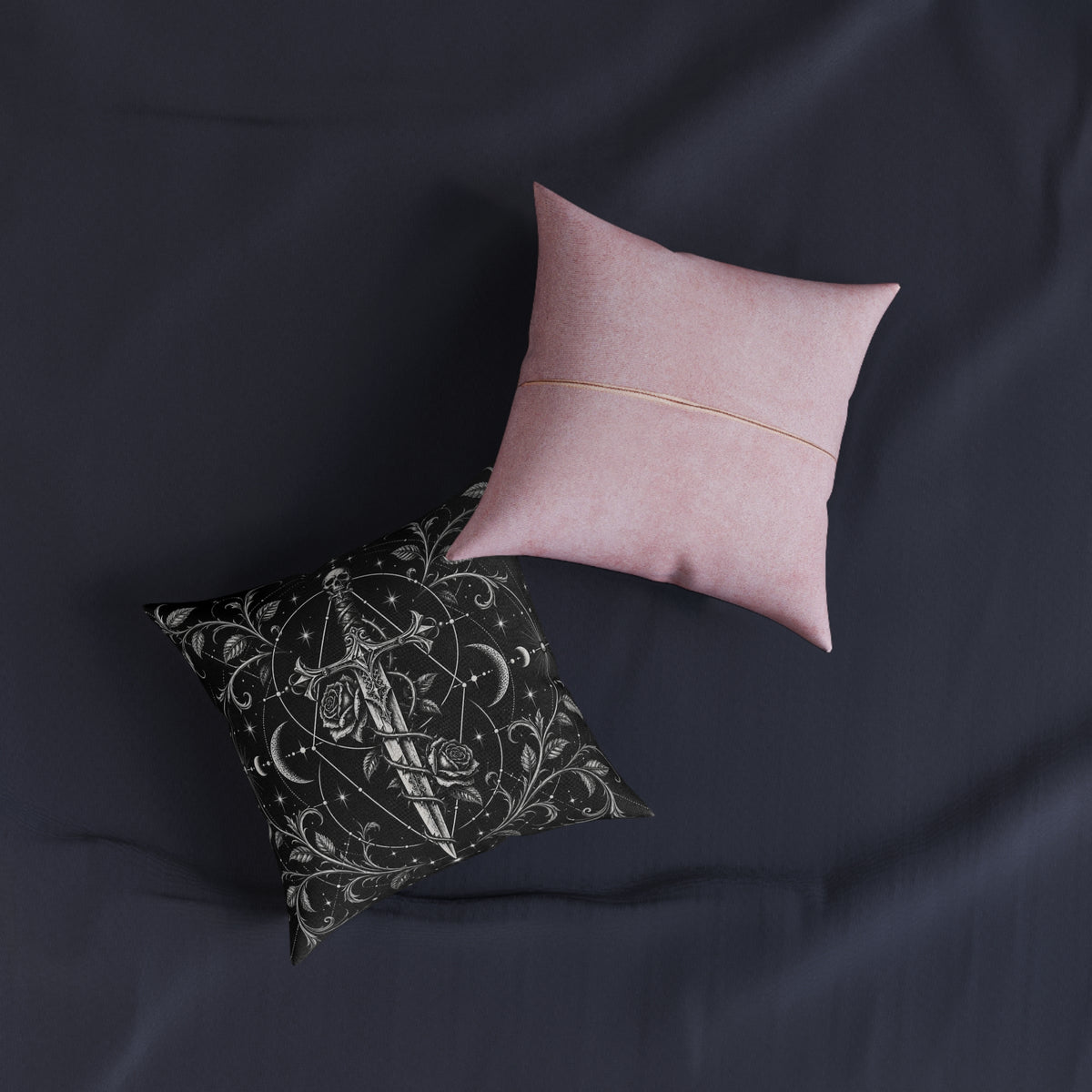 Gothic Dagger Skull Rose Geometric Cushion | Decorative Sofa Pillow