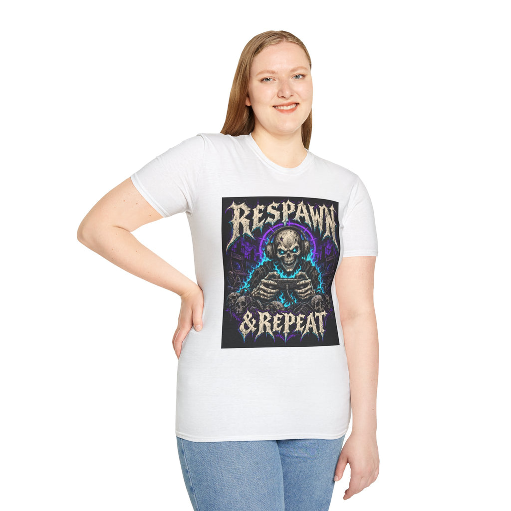 Respawn & Repeat T-Shirt — Skull Gamer Graphic Tee