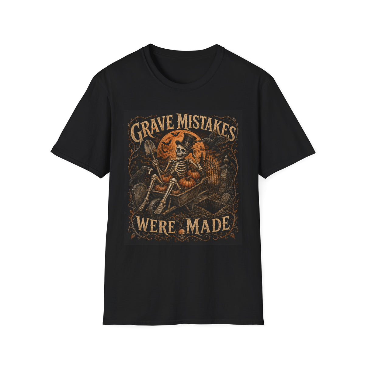 Grave Mistakes Skeleton Tee — Vintage Halloween Skull T‑Shirt