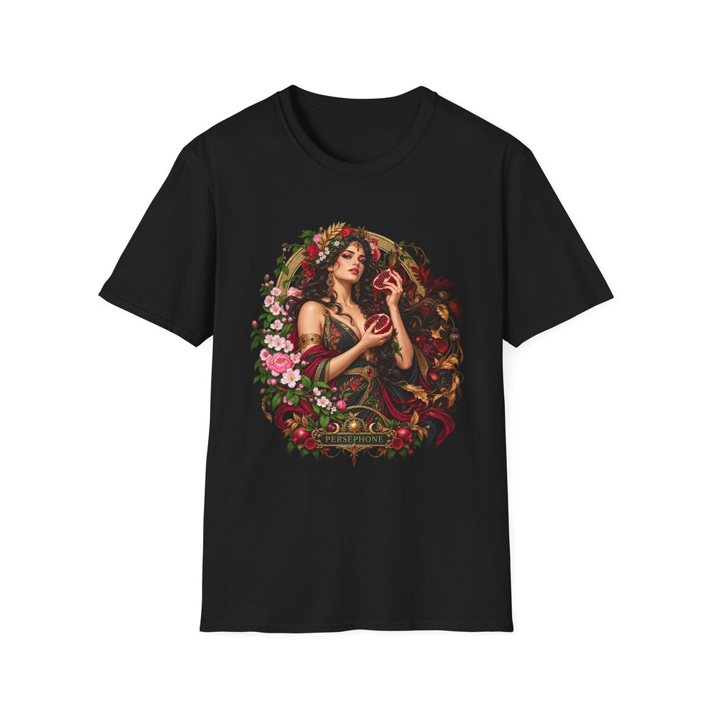 Persephone Greek Goddess T-Shirt, Pomegranate Floral Mythology Art