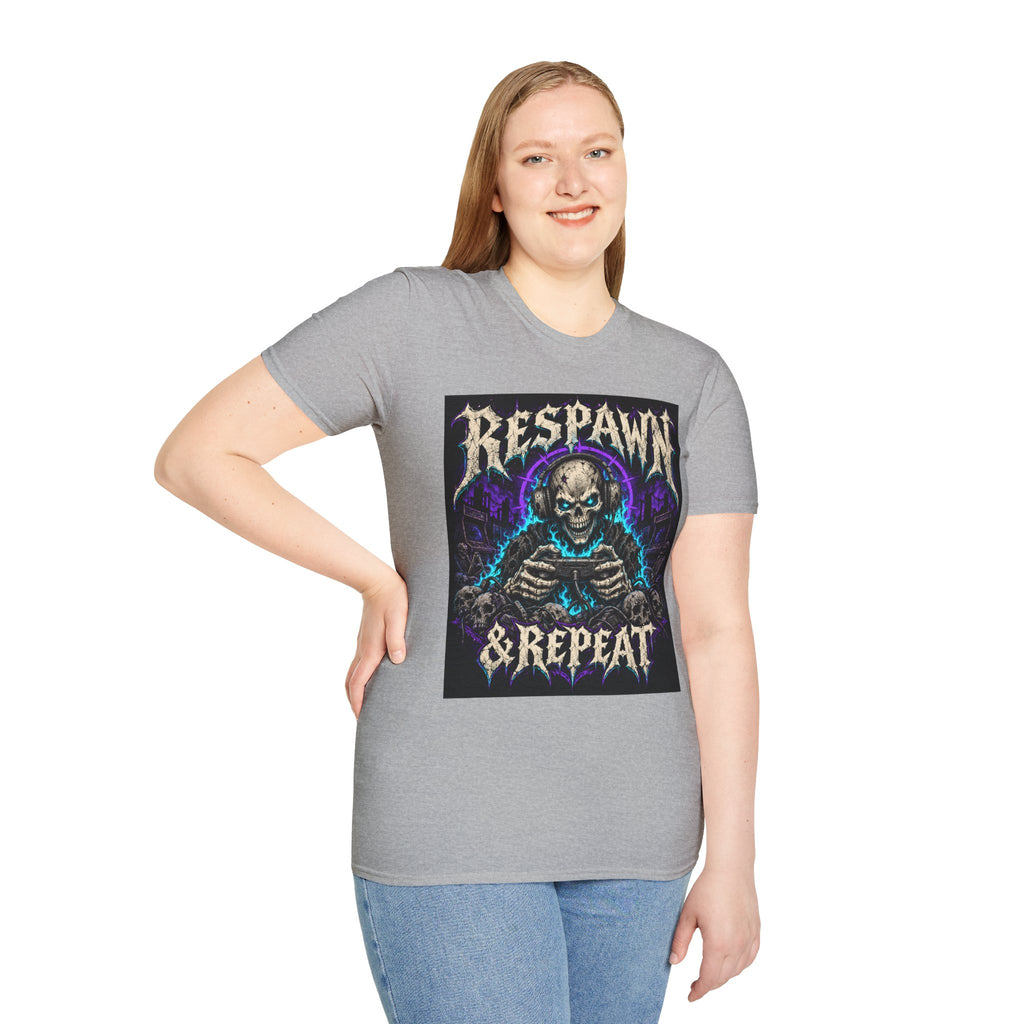 Respawn & Repeat T-Shirt — Skull Gamer Graphic Tee