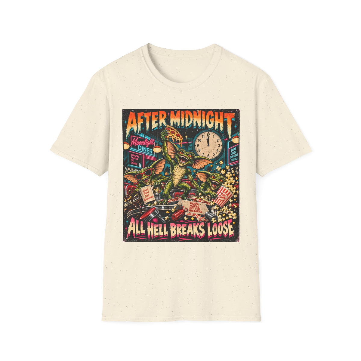 After Midnight Gremlin Tee — "All Hell Breaks Loose" Retro Horror T-Shirt