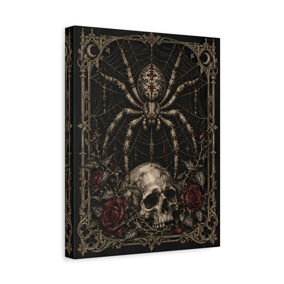 Canvas | Gothic Skull & Spider | Occult Wall Art