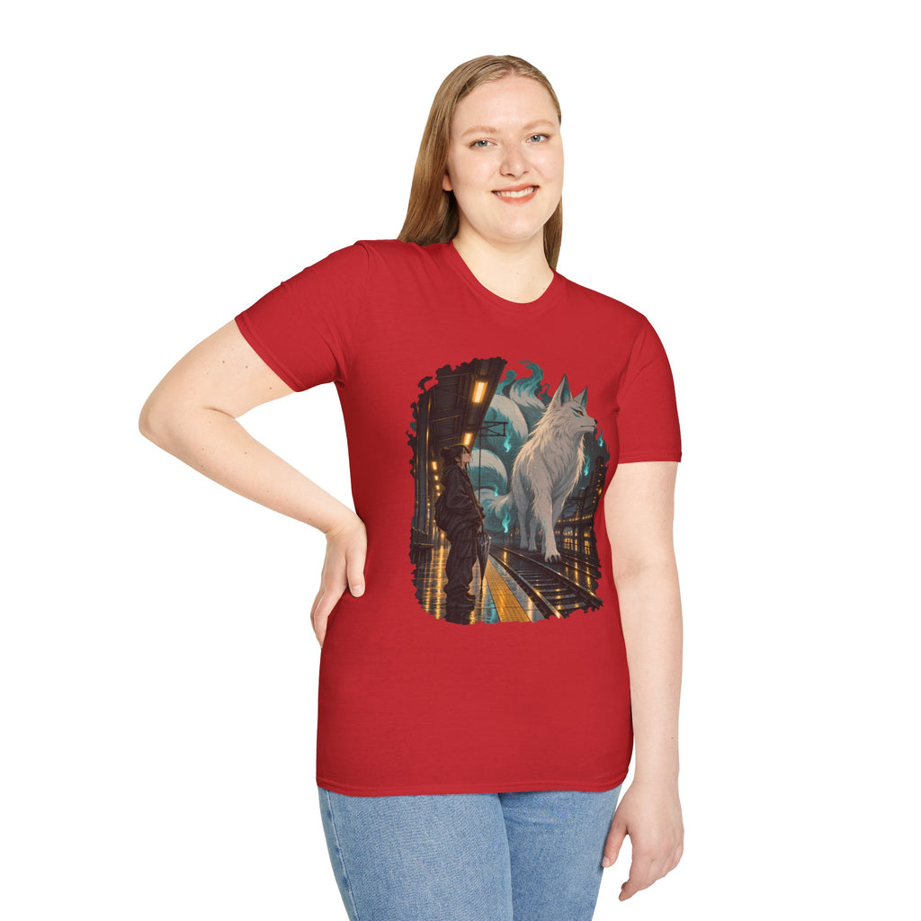Wolf in the Rain | Last Train Home T-Shirt | Urban Nightscape Graphic Tee