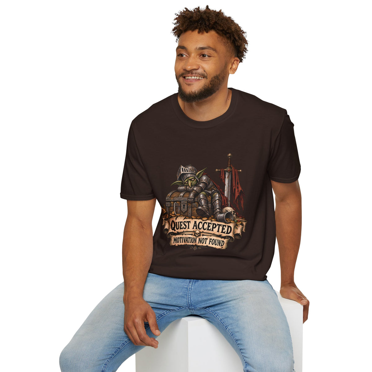 Quest Accepted T‑Shirt | Fantasy Gamer Tee (Motivation Not Found)