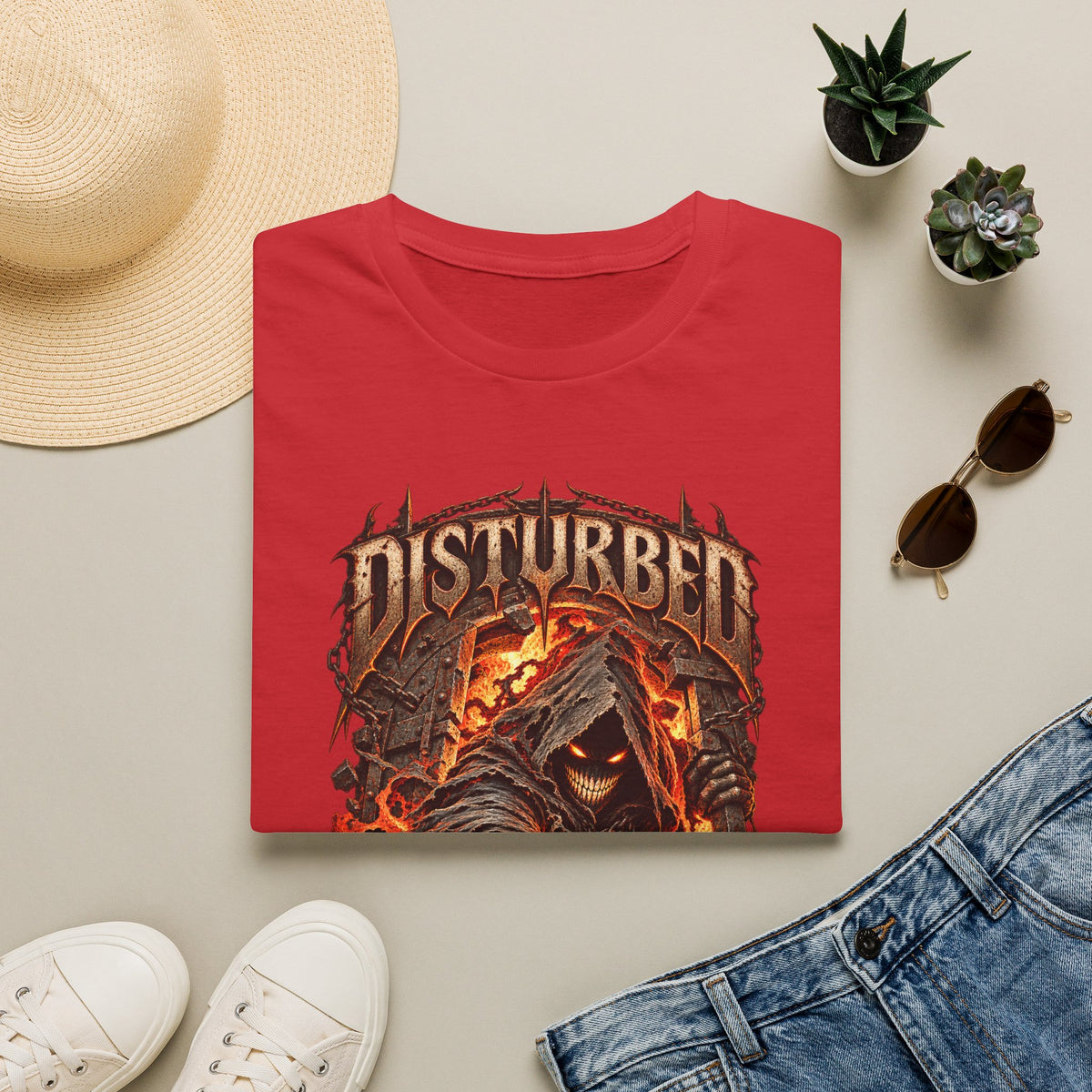 Disturbed | The Guy | Flaming Heavy Metal Band T-Shirt