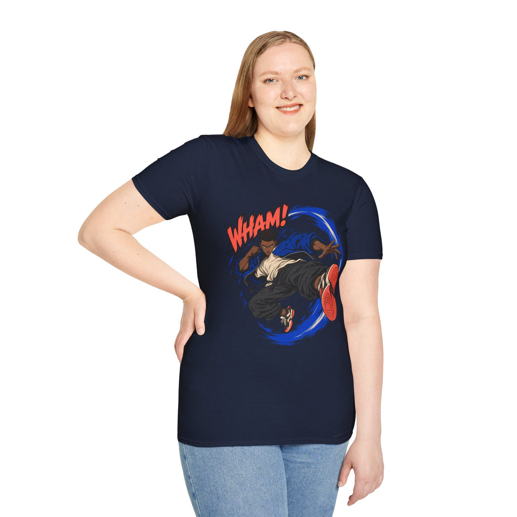 WHAM! | Anime Cartoon Ninja Kick Graphic T Shirt