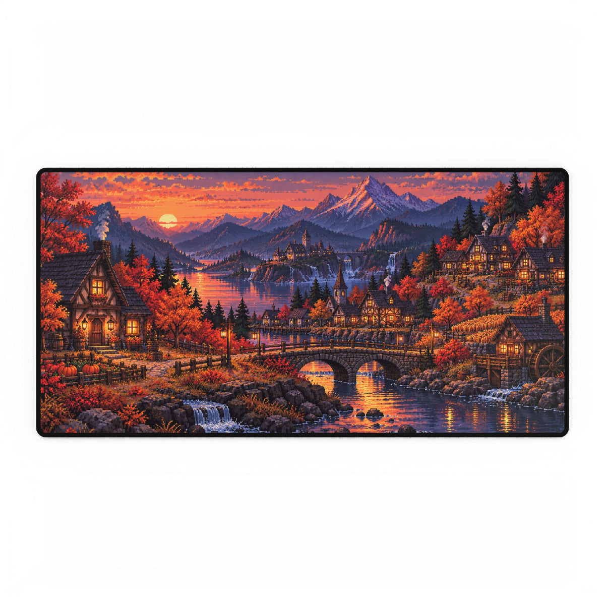 Autumn Village Sunset | Scenic Fall Landscape Gaming/Office Mouse Pad