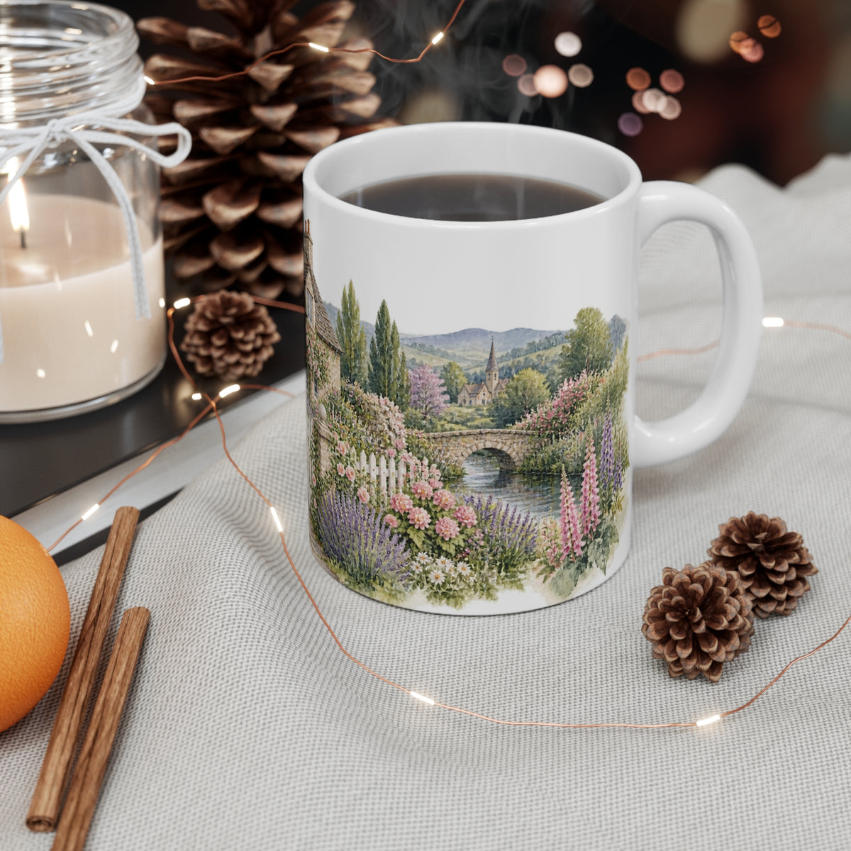 English Cottage Garden Watercolour Mug | Rose Garden Art